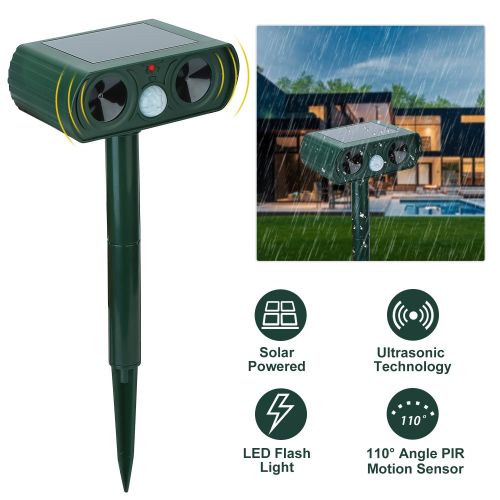 Ultrasonic Animal Repeller Solar Powered Motion Sensor Repellent IPX4 Waterproof Outdoor For Farm Garden Yard Repelling Deer Raccoon Cat Dog Rabbit Sq Ultrasonic Animal Repeller Solar Powered Motion Sensor Repellent IPX4 Waterproof Outdoor For Farm Garden Yard Repelling Deer Raccoon Cat Dog Rabbit Sq