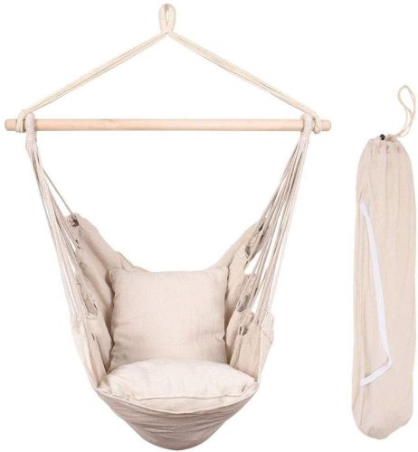 Hammocks Hanging Rope Hammock Chair Swing Seat with Two Seat Cushions and Carrying Bag, Natural Hammocks Hanging Rope Hammock Chair Swing Seat with Two Seat Cushions and Carrying Bag, Natural