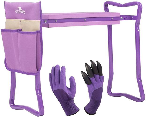 Bosonshop Garden Kneeler and Seat Folding Kneeling Bench Stool with Tool Pouches Soft EVA Foam for Gardening; Purple Bosonshop Garden Kneeler and Seat Folding Kneeling Bench Stool with Tool Pouches Soft EVA Foam for Gardening; Purple